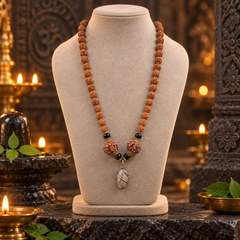 5 Mukhi Indonesian & Nepali Rudraksha with Narmadeshwar Shivling Mala