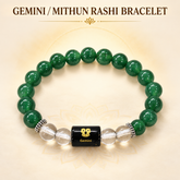 Gemini (मिथुन राशि) Zodiac Green Aventurine & Milky Quartz Bracelet