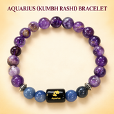 Aquarius (कुंभ राशि) Zodiac Amethyst & Lapis Lazuli 8mm Bracelet