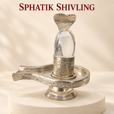 Sphatik Shivling with German Silver Vedi – Crystal Shiva Lingam for Puja