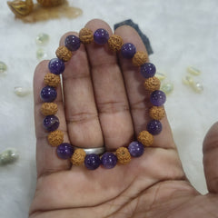 Amethyst and Rudrksha Beads Bracelet Men-Woman8