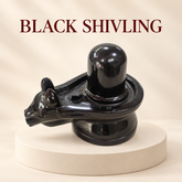 Black Agate Shivling (Gaumukh) – Natural Polished Stone Shiva Lingam for Puja