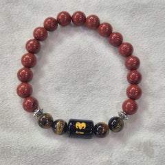 Aries (मेष राशि) Zodiac Red Jasper & Tiger Eye 8mm Bracelet