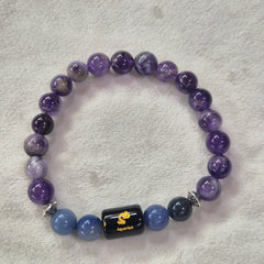 Aquarius (कुंभ राशि) Zodiac Amethyst & Lapis Lazuli 8mm Bracelet