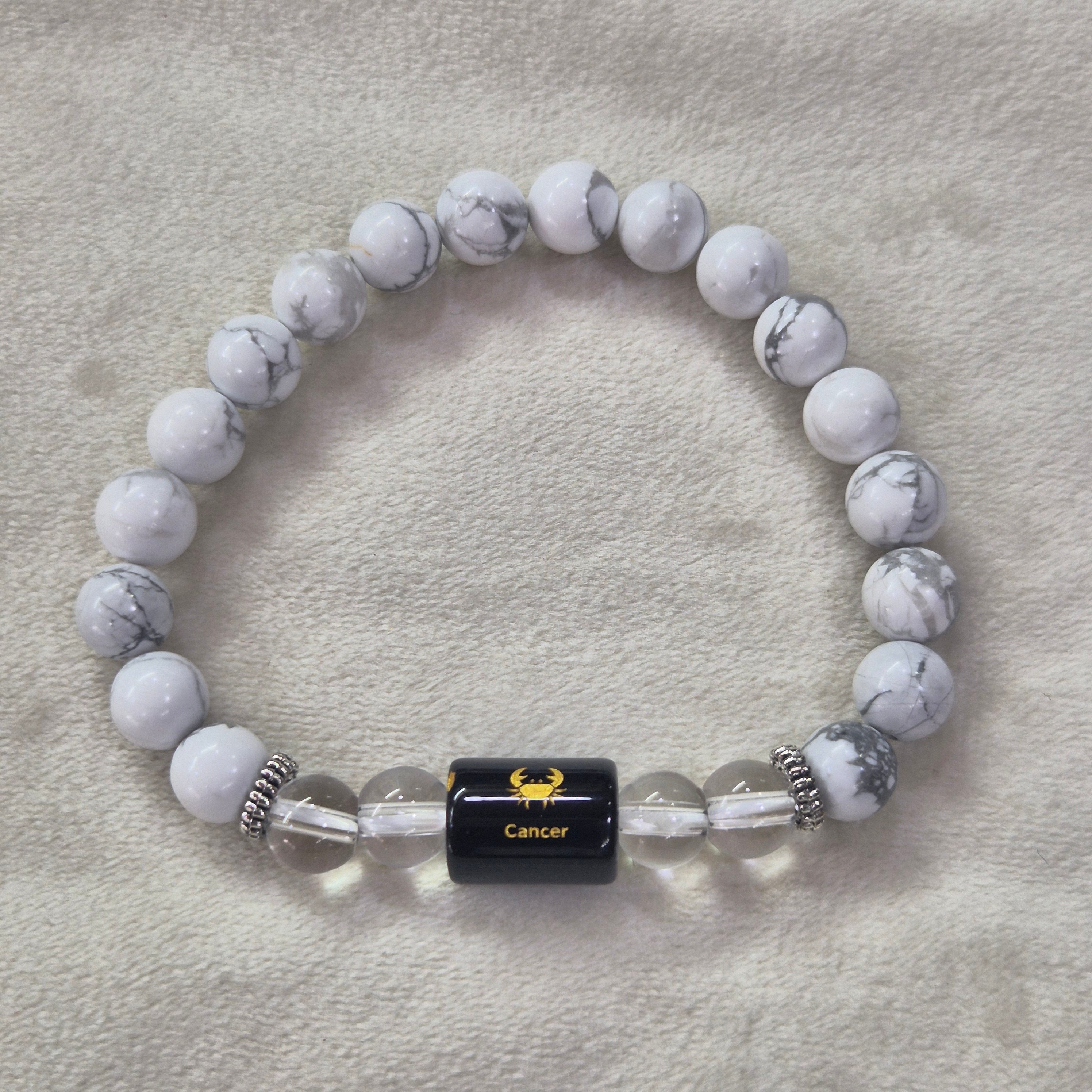 Cancer (कर्क राशि) Zodiac Howlite & Milky Quartz Bracelet