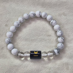 Cancer (कर्क राशि) Zodiac Howlite & Milky Quartz Bracelet