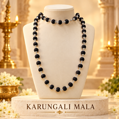 Karungali Mala ( Silver-Plated ) (Ebony Wood Mala) – Traditional Spiritual & Protective Mala
