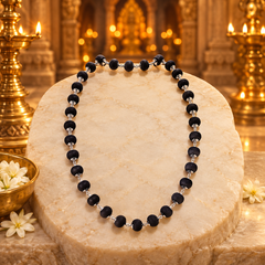Karungali Mala ( Silver-Plated ) (Ebony Wood Mala) – Traditional Spiritual & Protective Mala