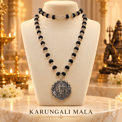 Karungali Mala ( Silver-Plated ) (Ebony Wood Mala) – Traditional Spiritual & Protective Mala