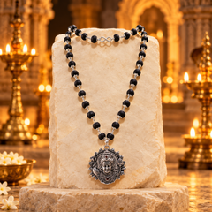 Karungali Mala ( Silver-Plated ) (Ebony Wood Mala) – Traditional Spiritual & Protective Mala