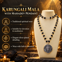 Karungali Mala ( Silver-Plated ) (Ebony Wood Mala) – Traditional Spiritual & Protective Mala
