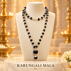 Karungali Mala ( Silver-Plated ) (Ebony Wood Mala) – Traditional Spiritual & Protective Mala
