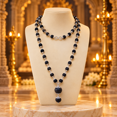 Karungali Mala ( Silver-Plated ) (Ebony Wood Mala) – Traditional Spiritual & Protective Mala