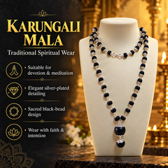 Karungali Mala ( Silver-Plated ) (Ebony Wood Mala) – Traditional Spiritual & Protective Mala