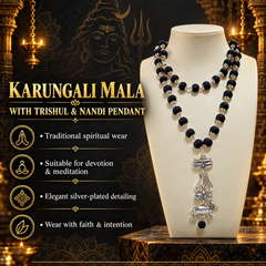 Karungali Mala ( Silver-Plated )  (Ebony Wood Mala) – Traditional Spiritual & Protective Mala