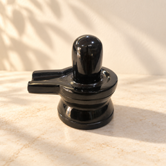 Black Agate Shivling – Natural Polished Stone Shiva Lingam for Puja