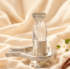 Sphatik Shivling with German Silver Vedi – Crystal Shiva Lingam for Puja