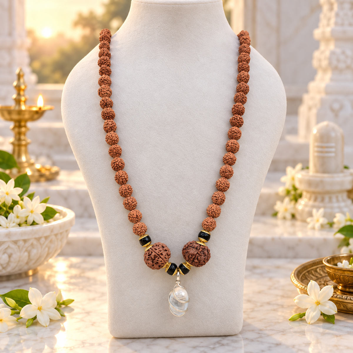 5 Mukhi + Sphatik Lingam mala