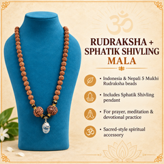 5 Mukhi + Sphatik Lingam mala