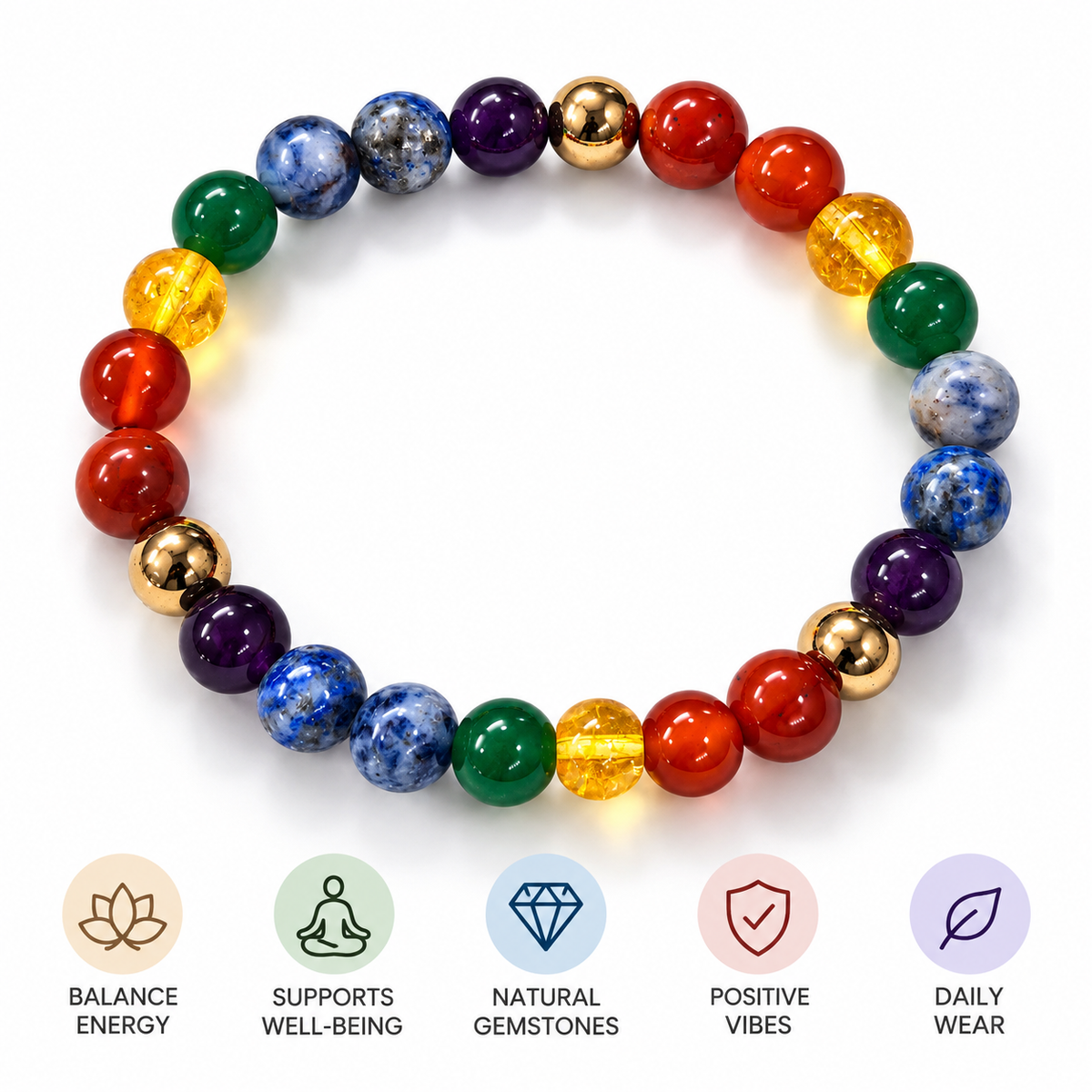 7 Chakra Bracelet – Natural Gemstone Energy Bracelet