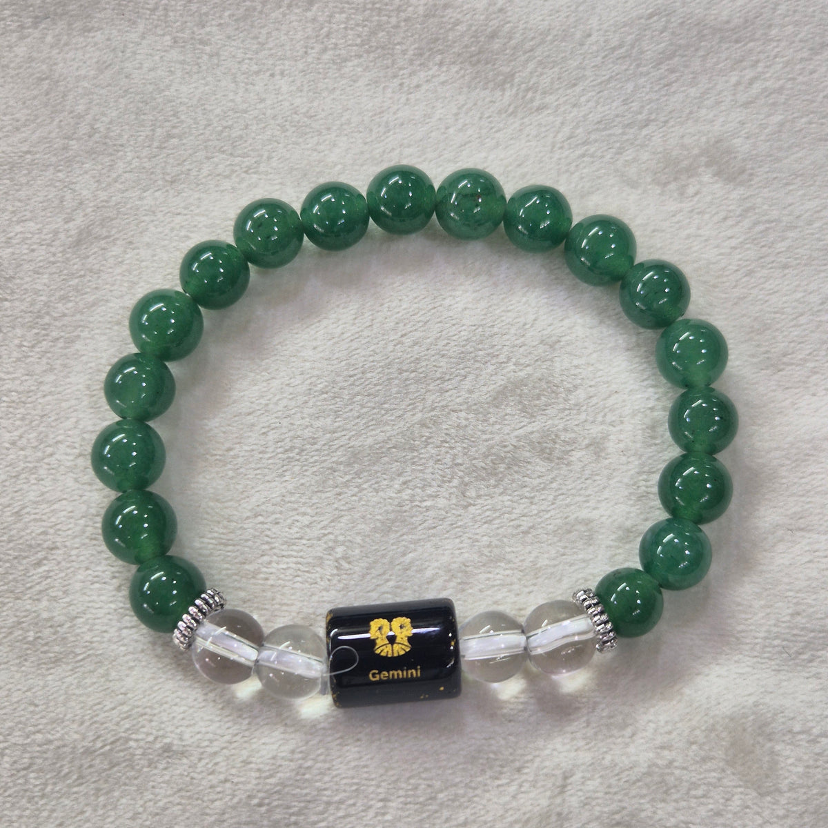 Gemini (मिथुन राशि) Zodiac Green Aventurine & Milky Quartz Bracelet