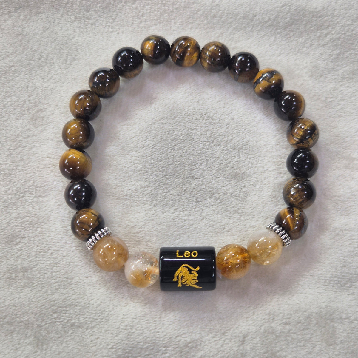 Leo (सिंह राशि) Zodiac Tiger Eye & Citrine 8mm Bracelet